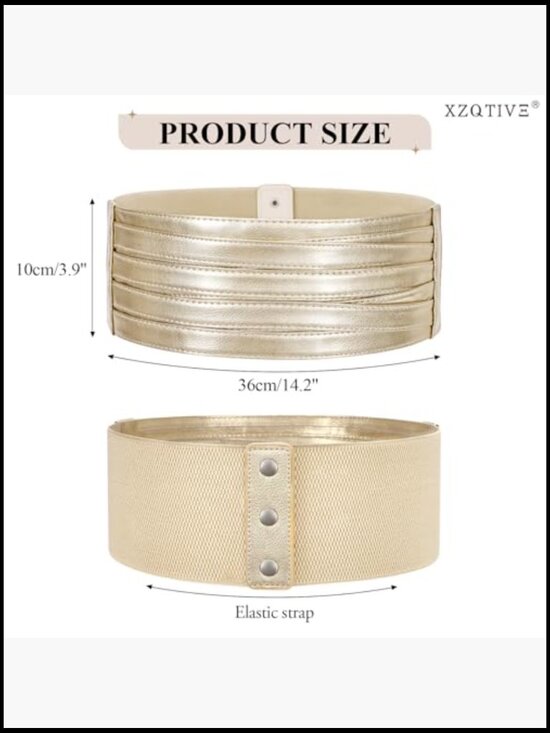Wide Elastic Waist Belt Faux Leather Stretchy Corset Cinch Shapewear Snap Button main image 4